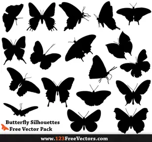 Motýl silueta vektor Pack
